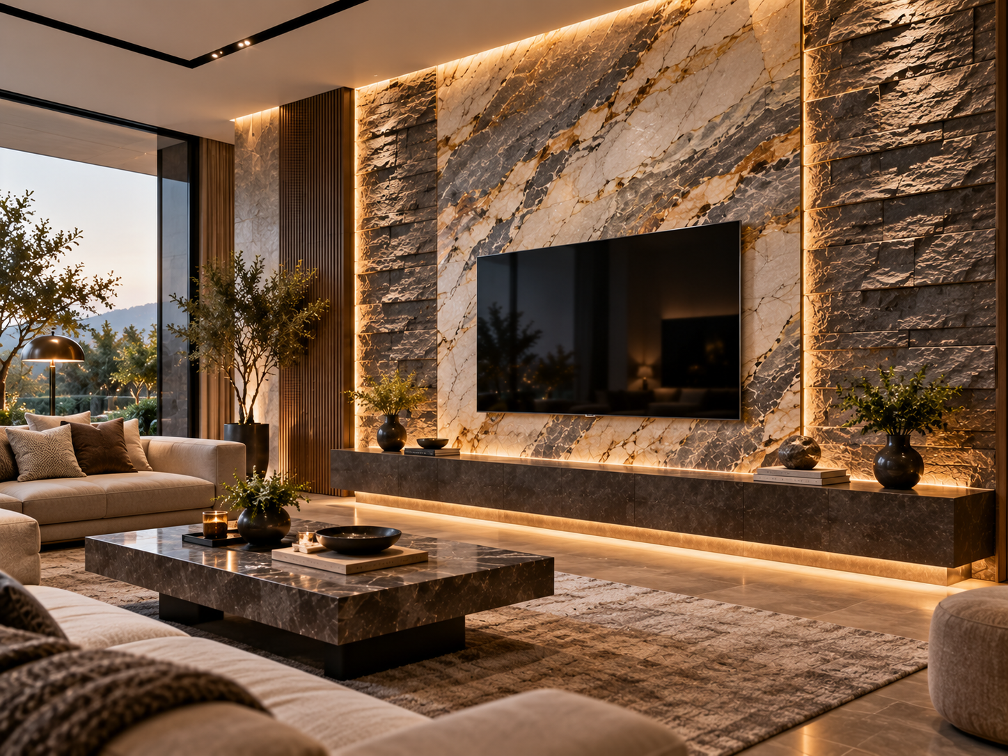 Living Room TV Unit Accent Walls