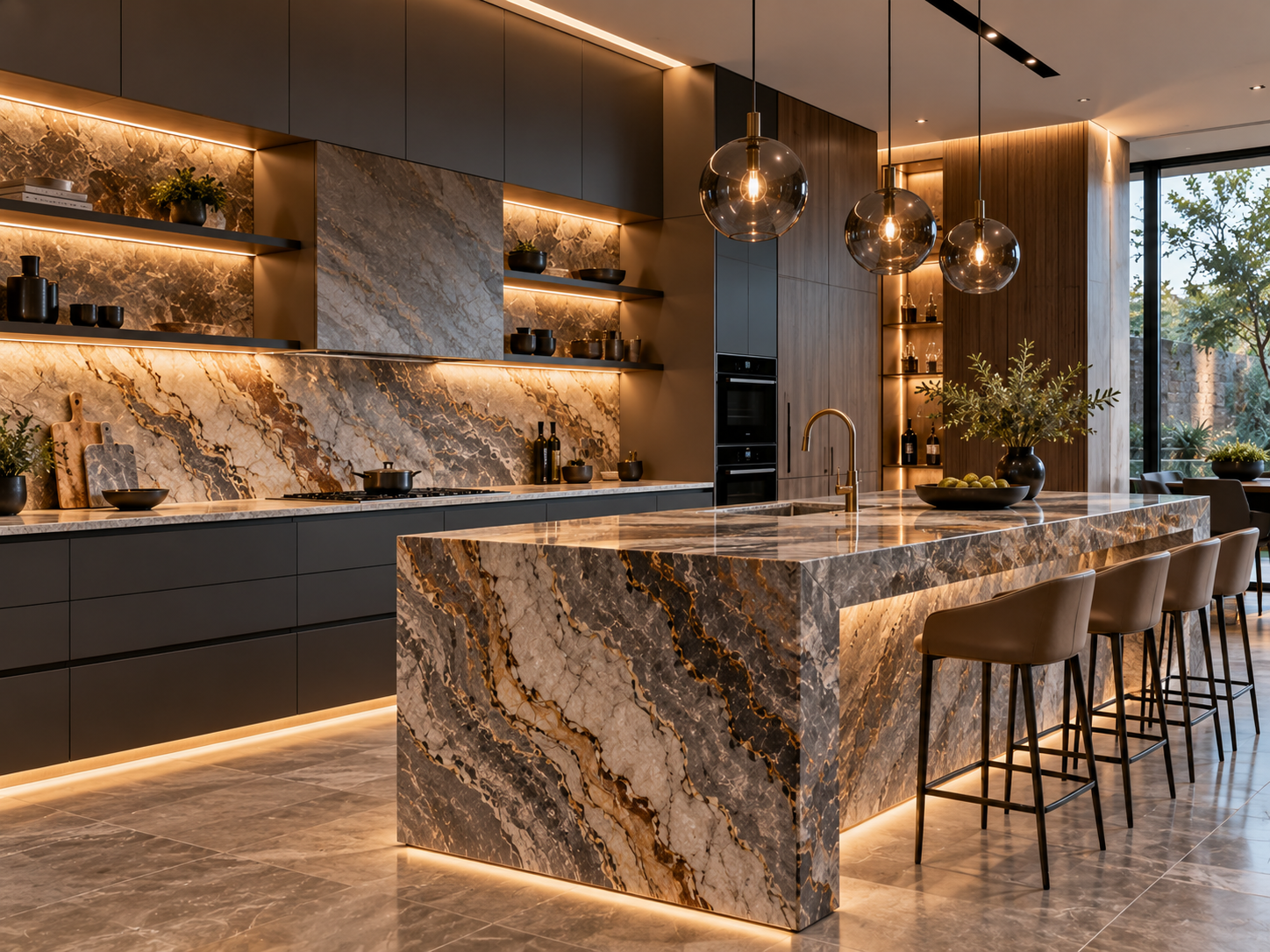 Luxury Kitchen Backsplashes & Island Counters